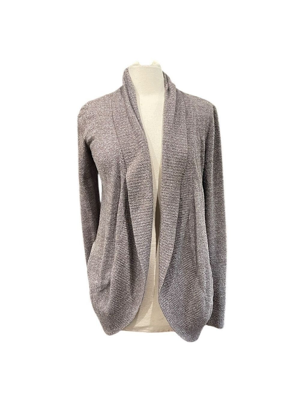 Barefoot Dreams Cozychic Lite Circle Cardigan Sweater SZ M Brown Grey